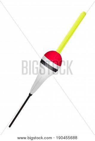 Float fishing white with red drawing on a white background
