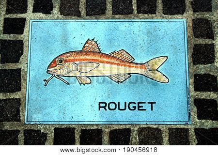 Frejus, Provence, France - August 18 2016: Decorative Paving Stone On The Quayside, In Port Frejus,
