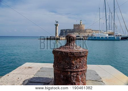 The port of Rodos in the aegean sea.