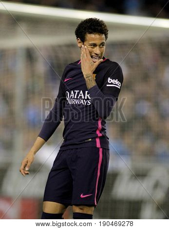 BARCELONA, SPAIN - APRIL, 29: Neymar Da Silva of FC Barcelona during a Spanish League match against RCD Espanyol at the RCDE Stadium on April 29 2017, in Barcelona Spain