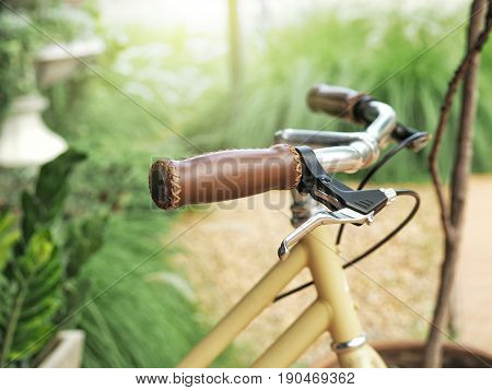 Bicycle Handle Bar With Leather Grip And Break.