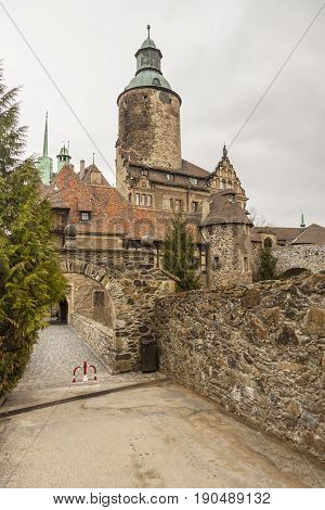 Old beauty Czoch castle in Lesna - Poland.