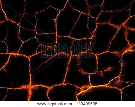Lava crack ground mud textured background. Dark background.
