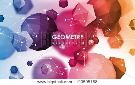 Abstract poligonal background. 3d render illustration. Geometric background with low-poly elements.