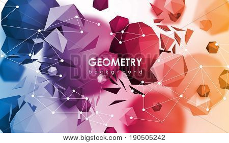 Abstract poligonal background. 3d render illustration. Geometric background with low-poly elements.
