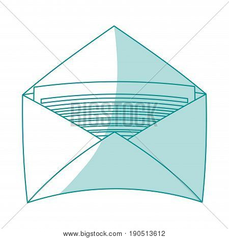 Flat line monocromatic envelope with letter over white background vector illustration
