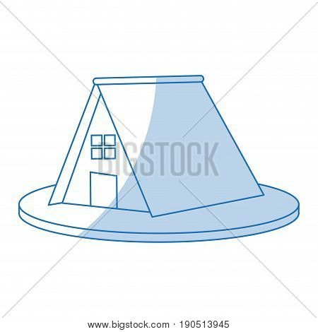 Flat line monocromatic pyramid shaped house over white background vector illustration