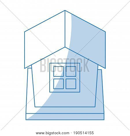 Flat line monocromatic house over white background vector illustration