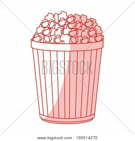 Flat line monocromatic popcorn bucket over white background vector illustration