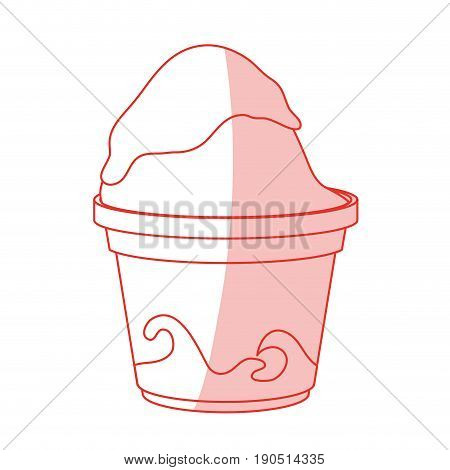 Flat line monocromatic frozen yogurt cup over white background vector illustration