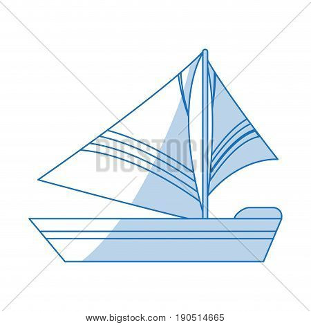 Flat line monocromatic sailboat over white background vector illustration