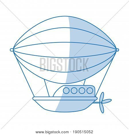 Flat line monocromatic dirigible design over white background vector illustration