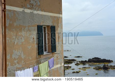 Cloth lay with a rope of an apartment
