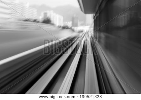 Black and White blurred motion city train moving abstract background