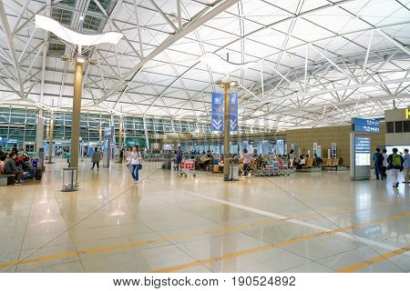 SEOUL, SOUTH KOREA - CIRCA MAY, 2017: check-in area at Incheon International Airport.