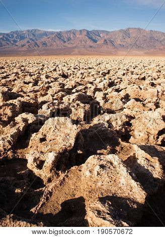 The uneven terrain referred to as the Devil's Golf Couse in Death Valley