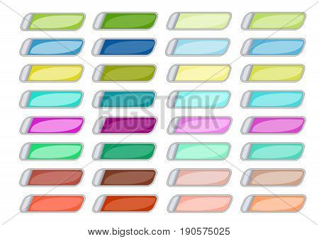 Multicolored buttons set for web-design. Empty rectangle buttons in different color hue suitable as hover effect. EPS10 vector