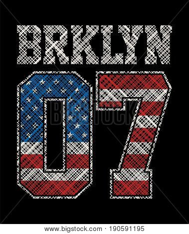 Athletic Brooklyn, T shirt Graphic, Vector Image