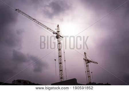 Crane And Building Construction Site