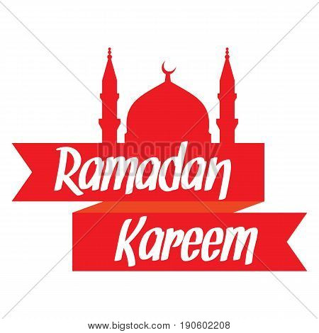 Ramadan Kareem greeting card with Islamic mosque. Illustration for muslim holy month Ramadan. Vector