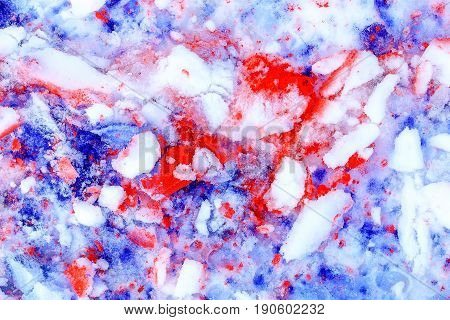 Beautiful Color Snow. Detail structure in snow