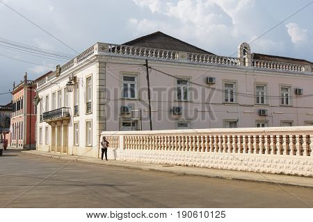 SAO TOME, SAO TOME AND PRINCIPE - FEBRUARY 9, 2017: Colonial buildings in Sao Tome city on February 9, 2017 in Sao Tome and Principe, Africa