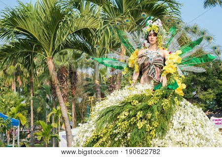 CHIANG MAI, THAILAND - FEBRUARY 6, 2016: Chiang Mai Flower Festival at Buak Hard Public Park in Chiang Mai. This year the world famous festival celebrated its 40th anniversary.