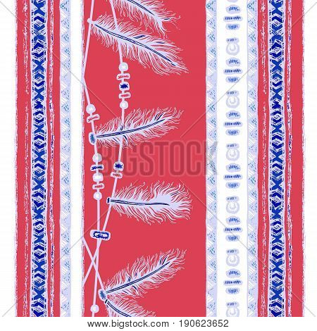 Ethnic Vertical seamless pattern with lines and zigzags
