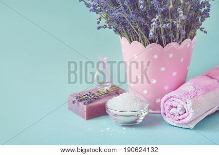 wellness products - candle, lavender and sea salt