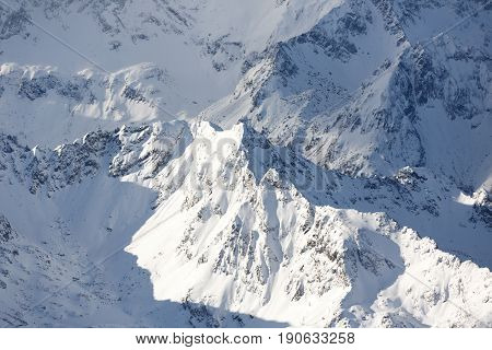 Alpine mountain peak. Dachstein massive in Austrian Alps