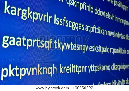 Code of the protein sequence. Decoding of biopolymer letters correspond to amino acids.