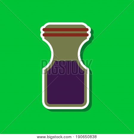 paper sticker on stylish background of coffee jar