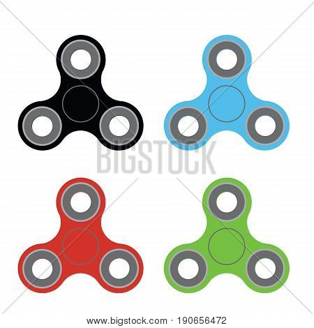 Spinners of different colors in the style of flat. Vector illustration.