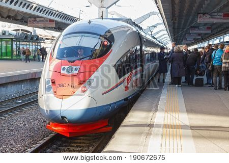 Sapsan Train At The Moscow Railway Station