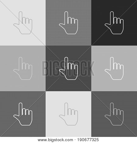 Hand sign illustration. Vector. Grayscale version of Popart-style icon.