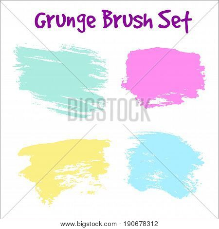 Set of black paint, ink brush strokes. Dirty artistic design elements, boxes, frames, backgrounds, textures. Vector