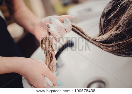 Girl In A Beauty Salon. Wash Your Hair, Hair Care, Health