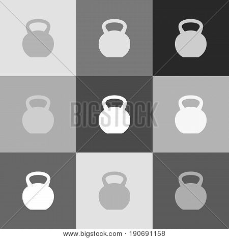 Fitness Dumbbell sign. Vector. Grayscale version of Popart-style icon.