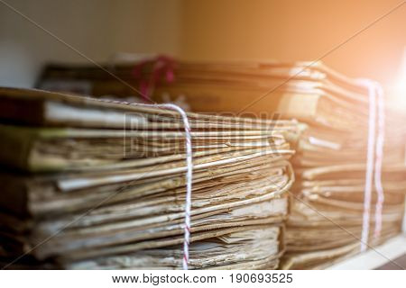 Paper Files In Folder Old Documents Or Old Letter