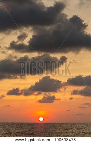 Beautiful sunset sky over the Andaman sea near Koh Kud island, Thailand