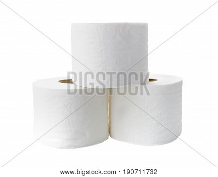 Rolls of toilet paper isolated on white background