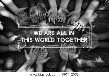 Diversity hands community together friendship 