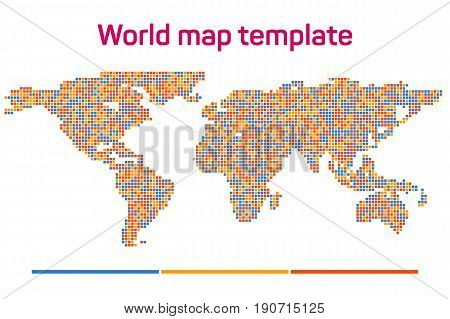 Worldmap mosaic template silhouette. World map for infographic. Vector illustration isolated on white