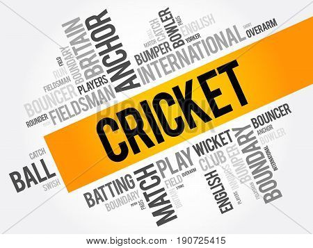 Cricket Word Cloud Collage, Sport Concept Background