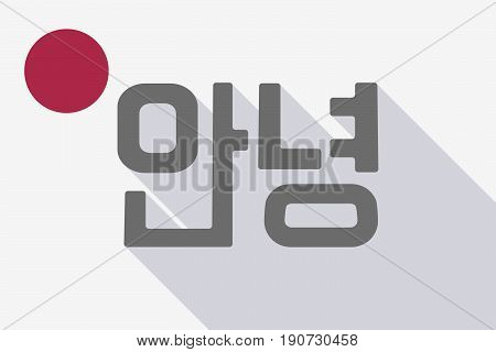 Long Shadow Japan Flag With  The Text Hello In The Korean  Language
