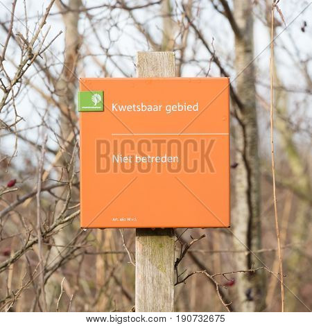 Lauwersoog; Tourist Sign Saying 'no Entry (niet Betreden)'