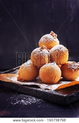 Fried carnival italian dessert in carnival top view