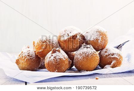 Fried carnival italian dessert in carnival top view