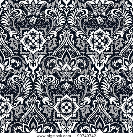 Vector damask seamless pattern background. Elegant luxury texture for wallpapers, backgrounds and page fill.