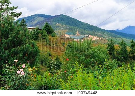 View Of The Giant Buddha Dordenma Statue From The City Of Thimphu, Bhutan